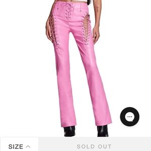 Vibrant Pink Lace-Up Flare Pants